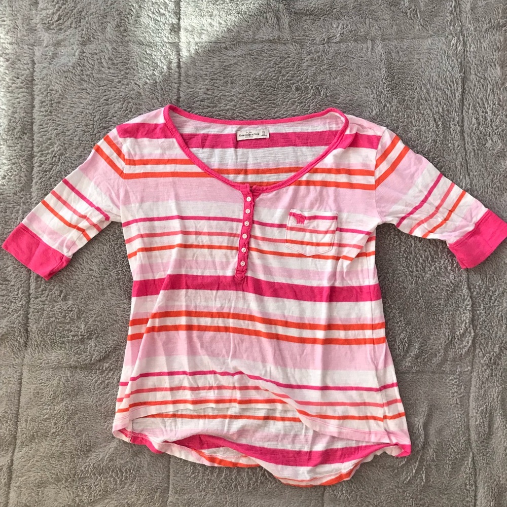 Abercrombie & Fitch pink, orange, and white shirt